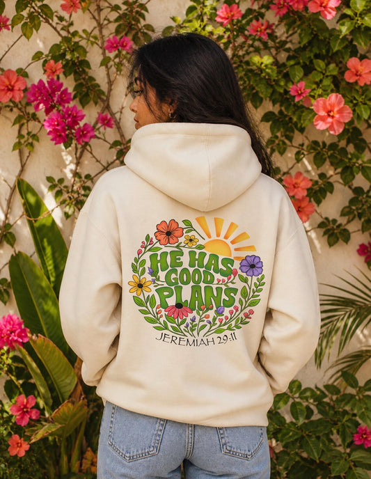 He Has Good Plans Hoodie – Faith Floral Sweatshirt