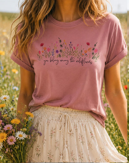 You Belong Among the Wildflowers T-Shirt – Watercolor Floral Cotton Tee
