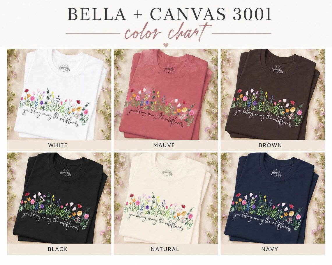 You Belong Among the Wildflowers T-Shirt – Watercolor Floral Cotton Tee