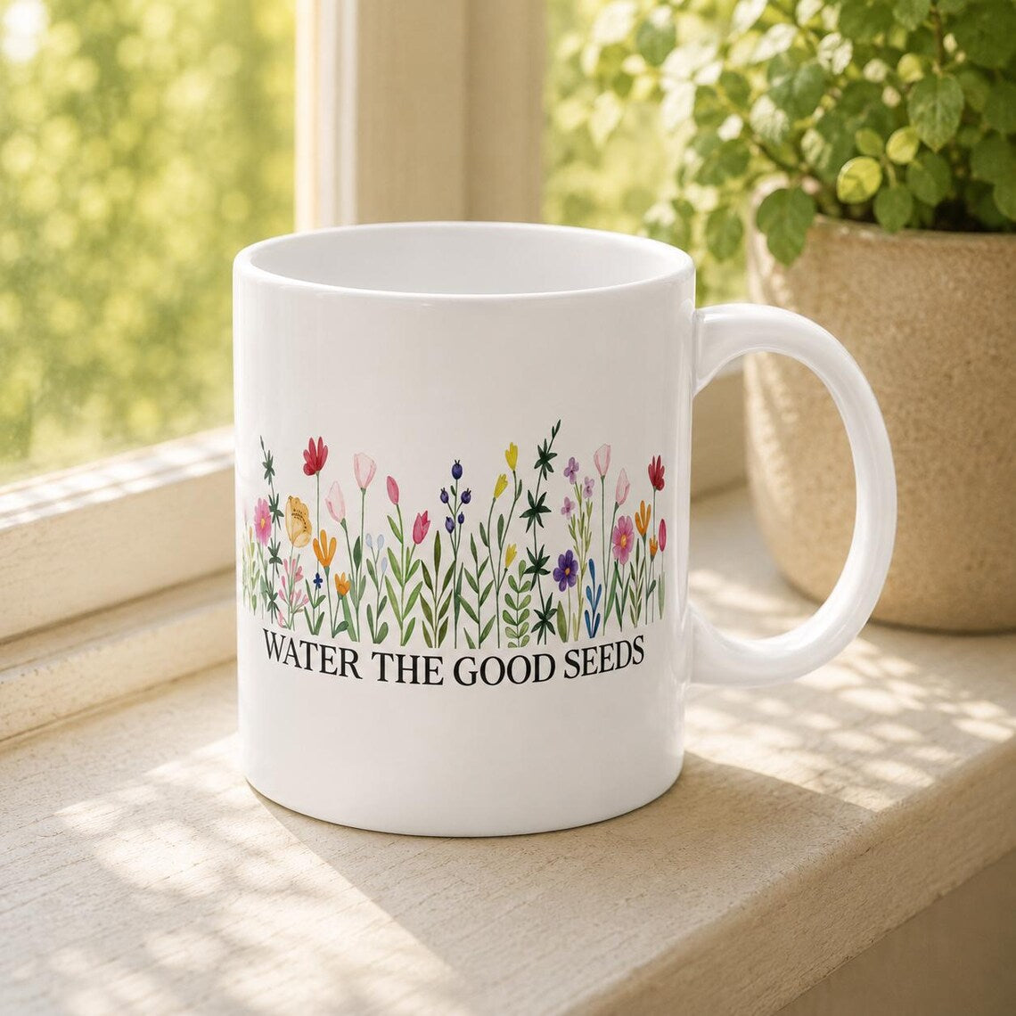 Water the Good Seeds Mug – Wildflower Botanical Coffee Mug